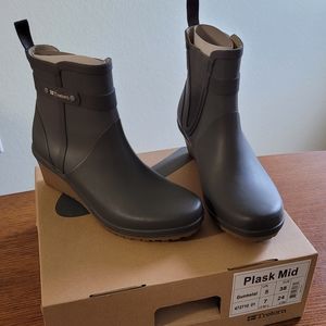 Tretorn Plask Mid Wedge Rain Boots Size 7 in Gunmetal